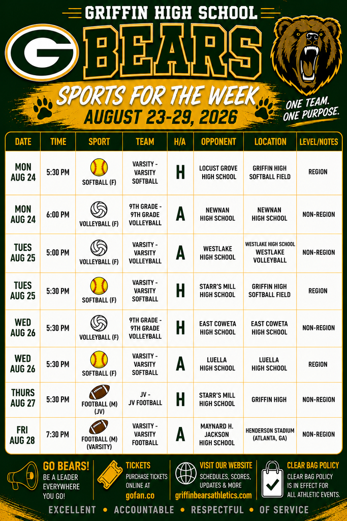 Sports schedule for the week of August 24