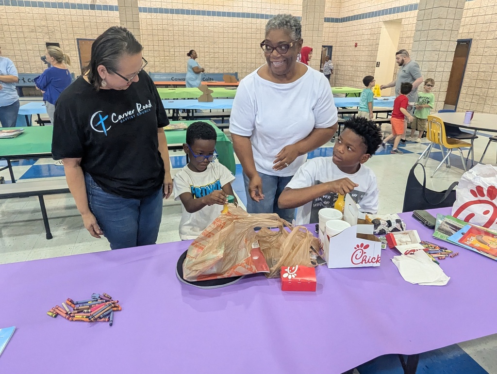 families at table in cafeteria