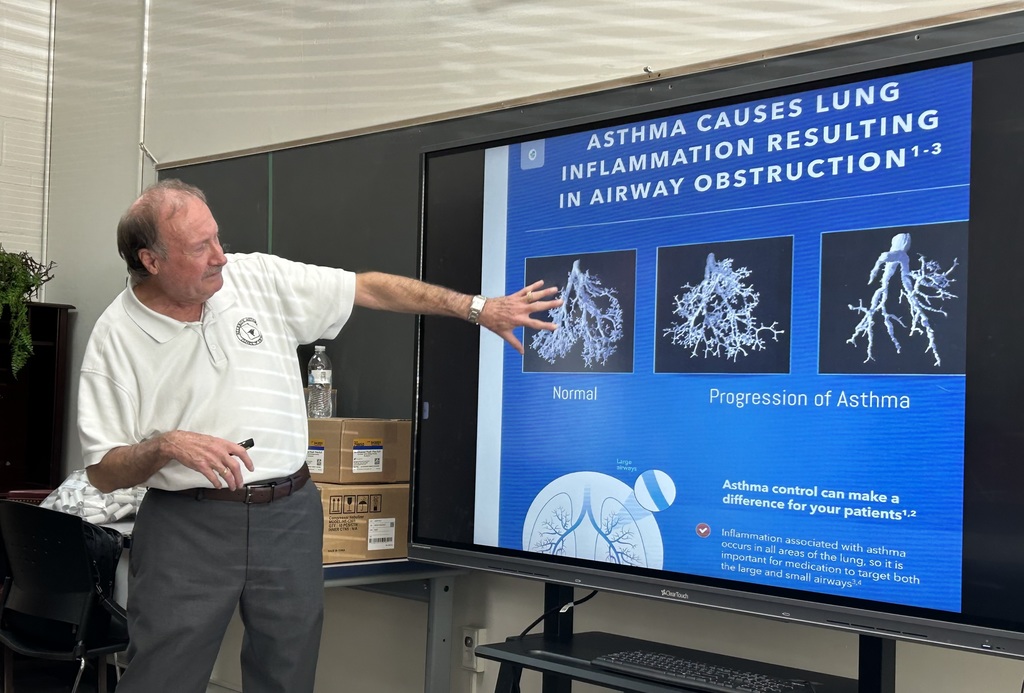 Jon Ramsey providing information about emergency treatment of asthma