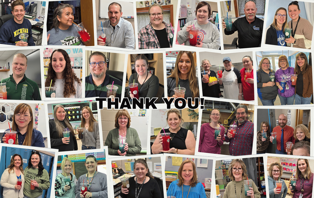 Pictures of Teachers & Staff at GCC with Drinks from Healthy Vibes/Community Members