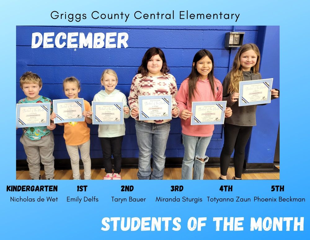 December Elementary Students of the Month