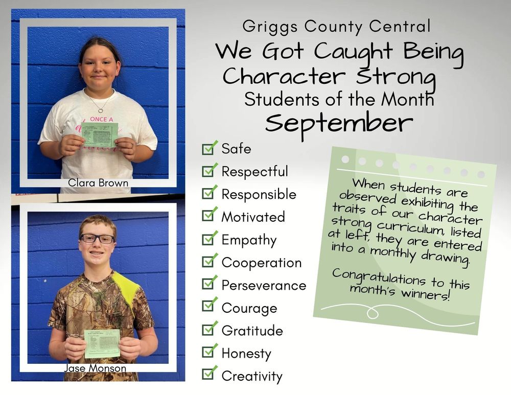 September Character Strong Students