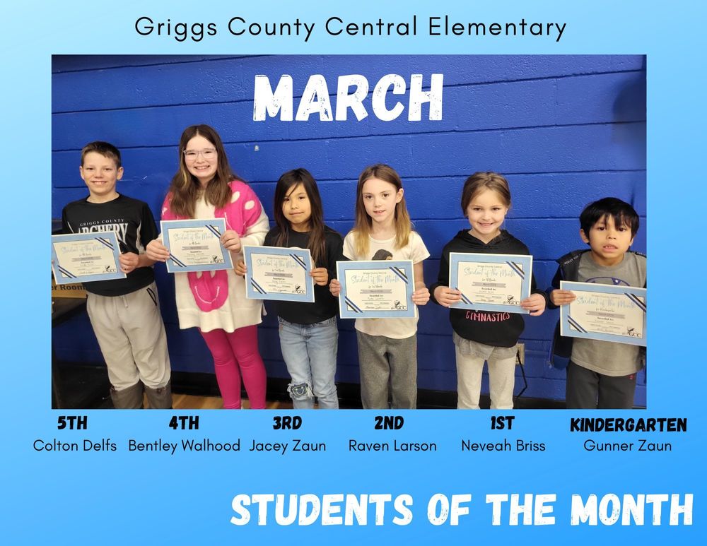 Congratulations to the March Students of the Month