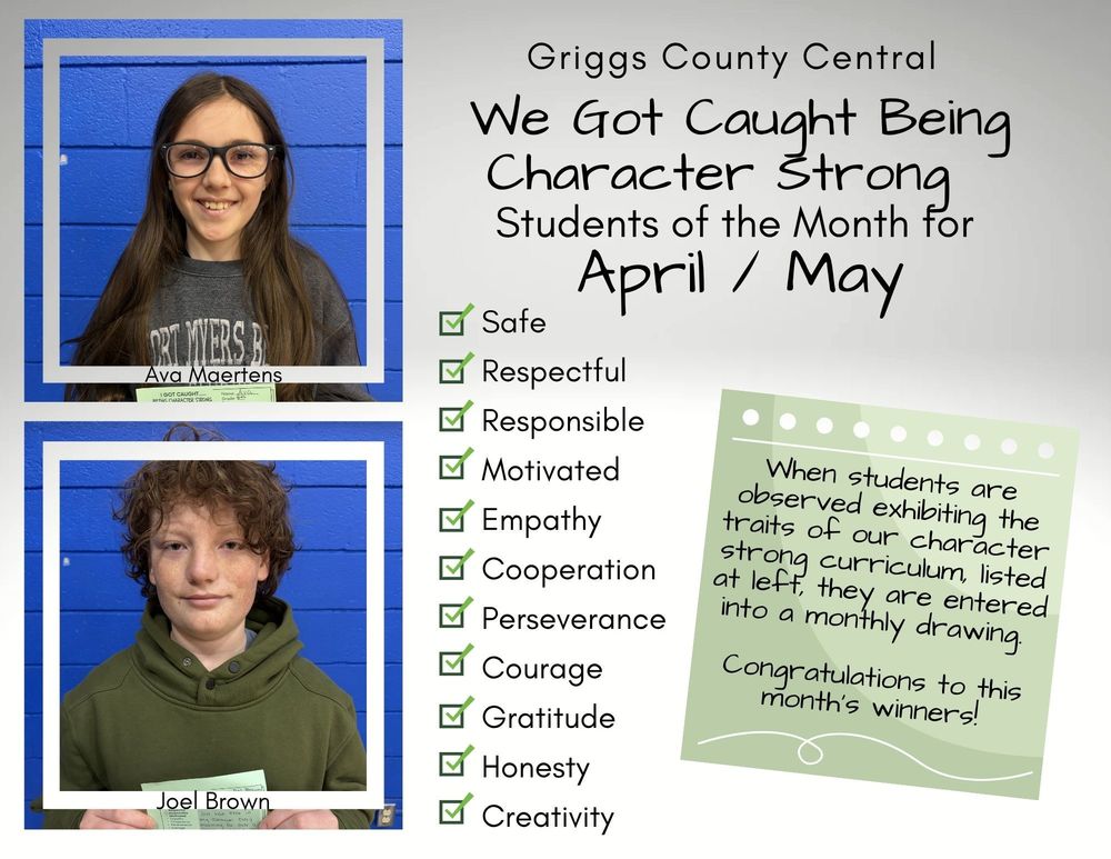 April/May Character Strong Students