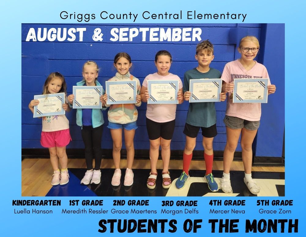 Congratulations to the August / September Students of the Month