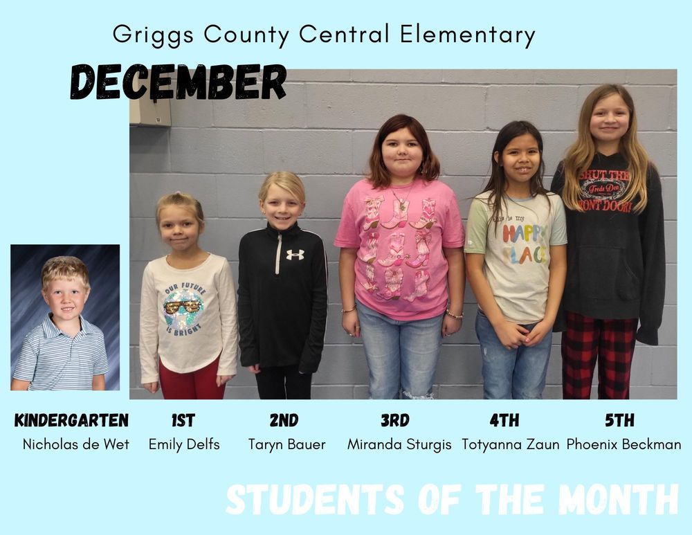 December Elementary Students of the Month