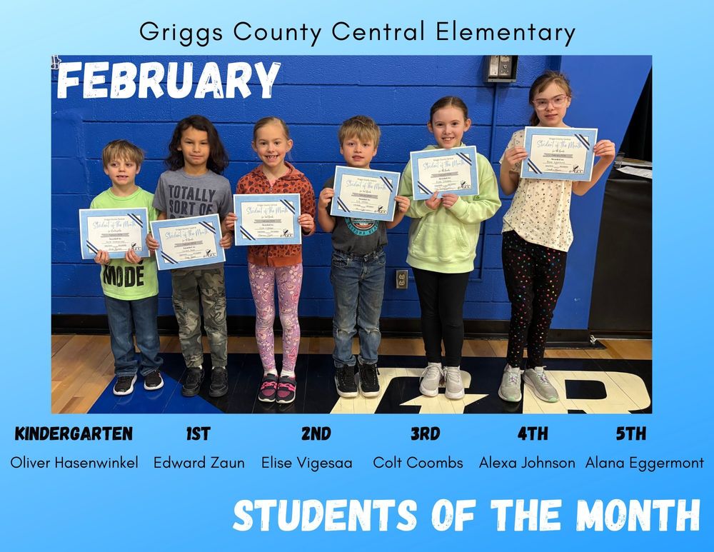 February Elementary Students of the Month Picture