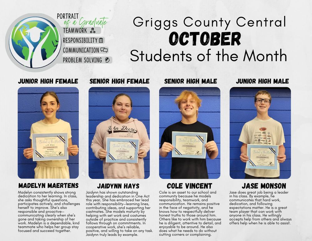October Students of the Month