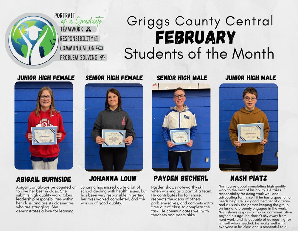 HS February Students of the Month