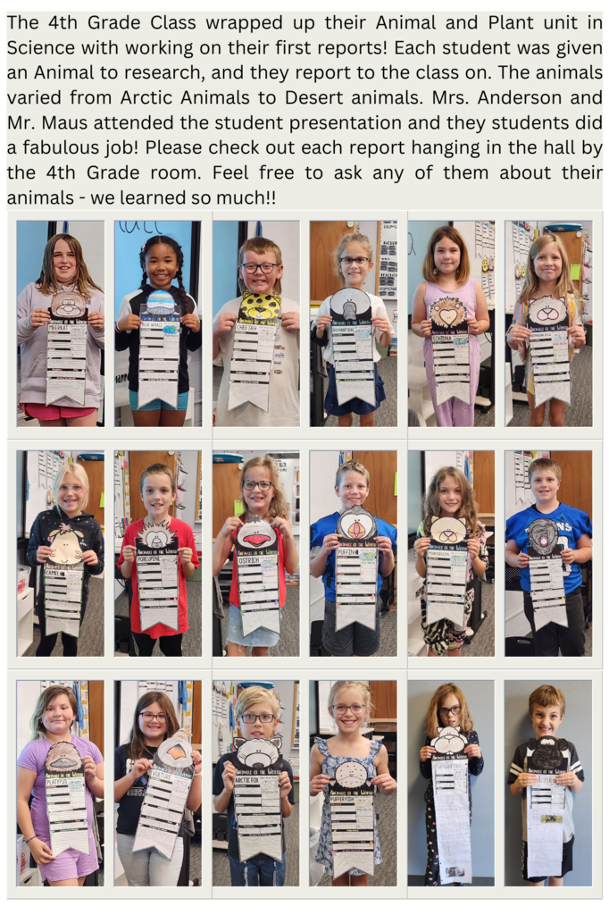 4th Grade Animal Project