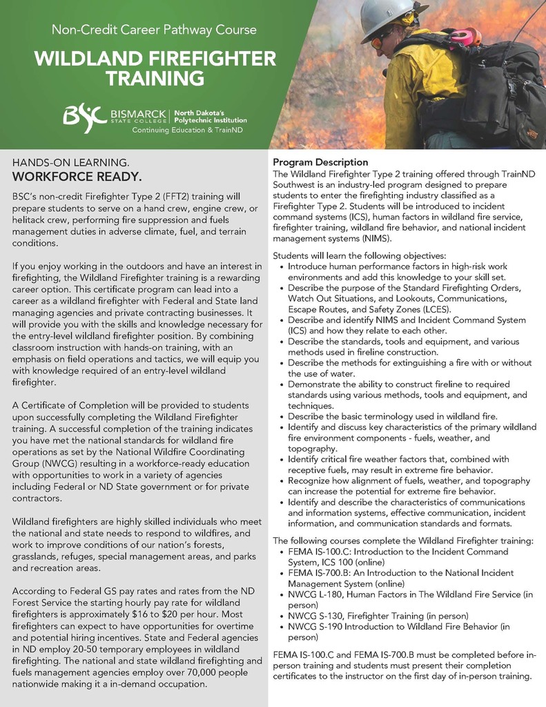 Spring 2025 Wildland Firefighter Training Info Sheet 1