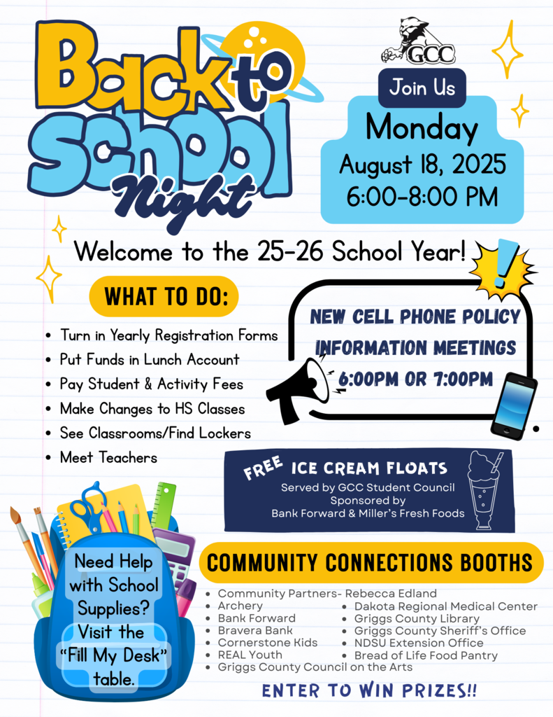 Back to School Night, Monday 8/18 from 6 to 8pm.