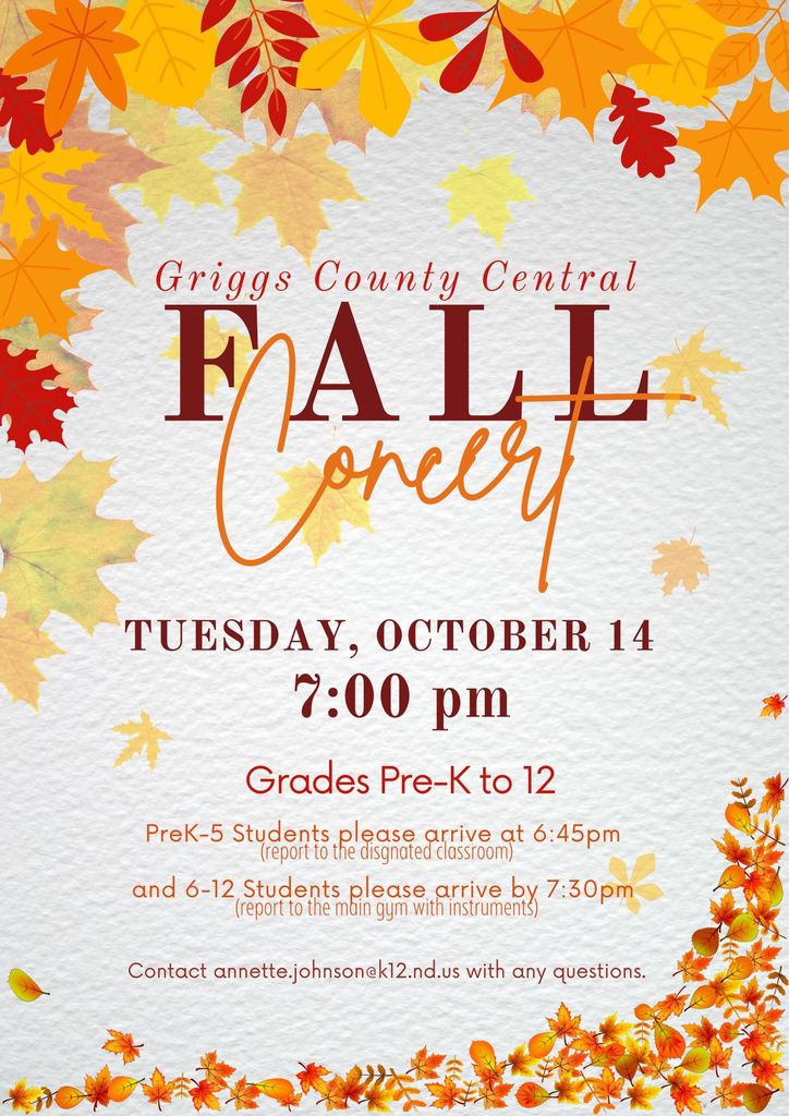 GCC Fall Concert 10/14 at 7pm.