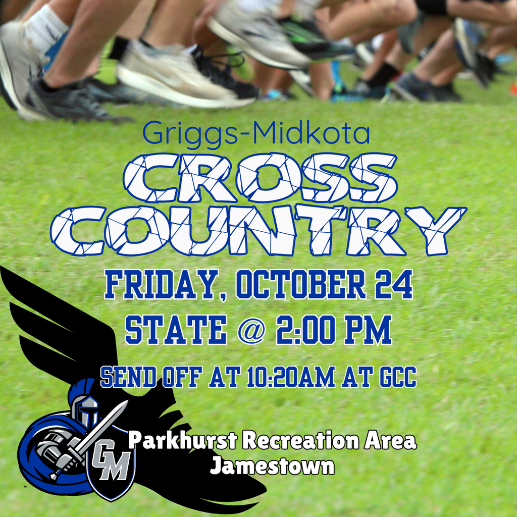 XC State at 2pm at Parkhurst Jamestown. Send off at 10:20am