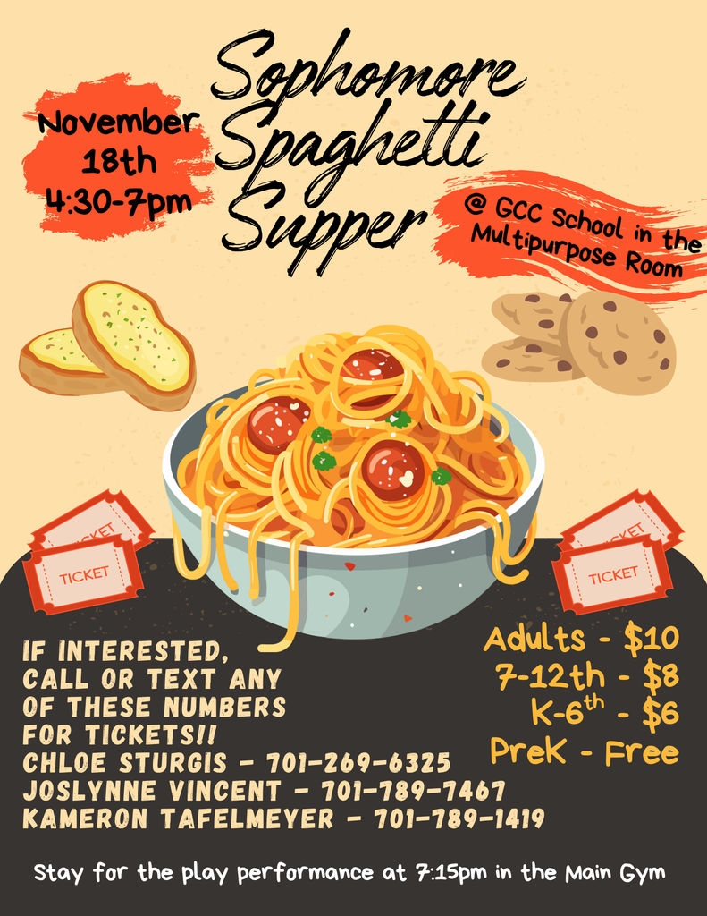 Sophomore Spaghetti Supper 11/18 4:30-7pm