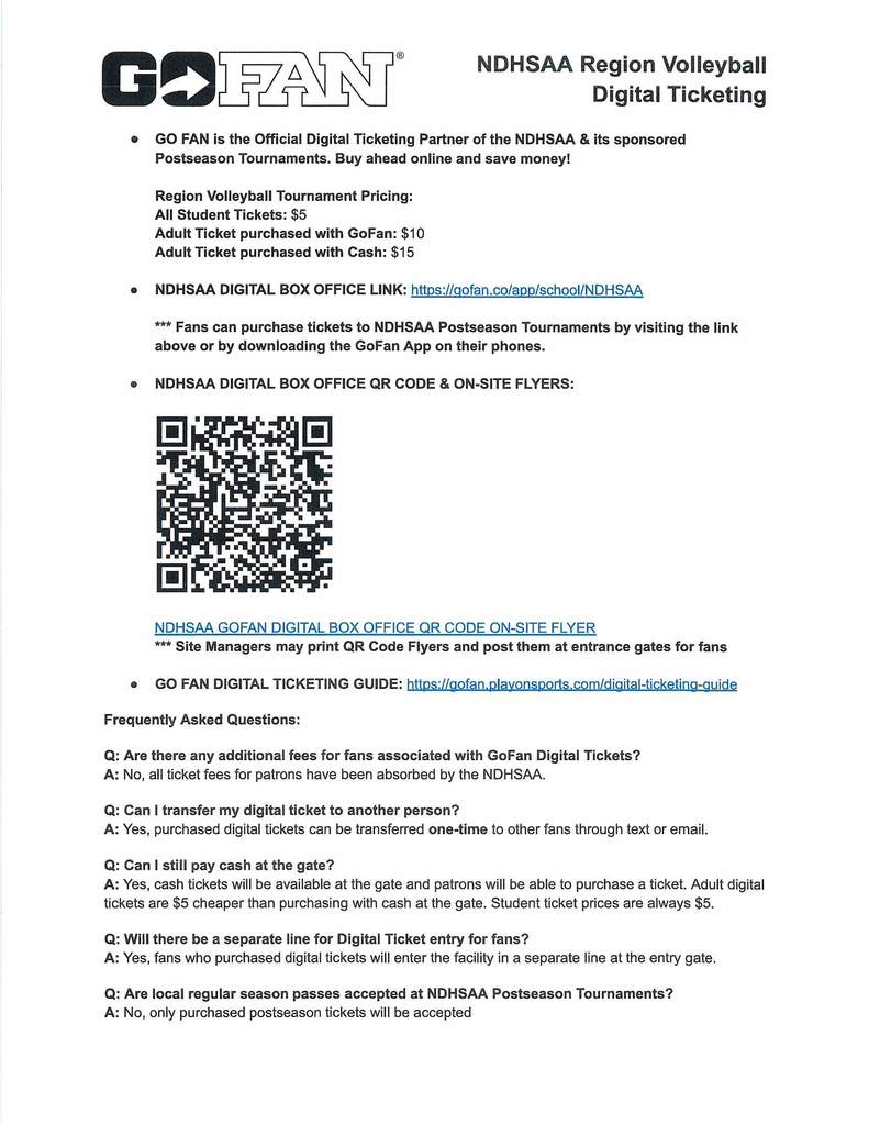 GoFan NDHSAA Regional Volleyball Digital Ticketing