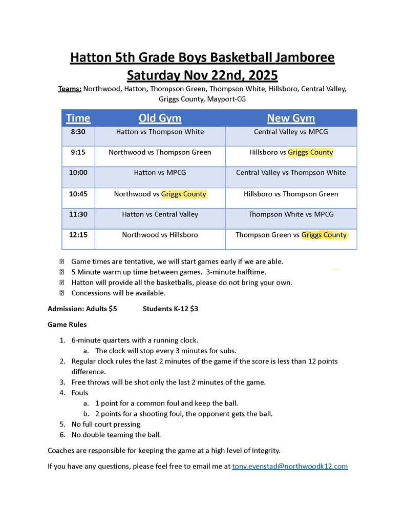 5th Grade Boys Basketball Jamboree in Hatton