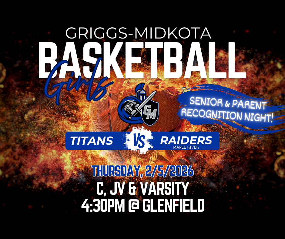 C, JV, V Girls Basketball 2/5 @ 4:30 in Glenfield. Senior/Parent Night