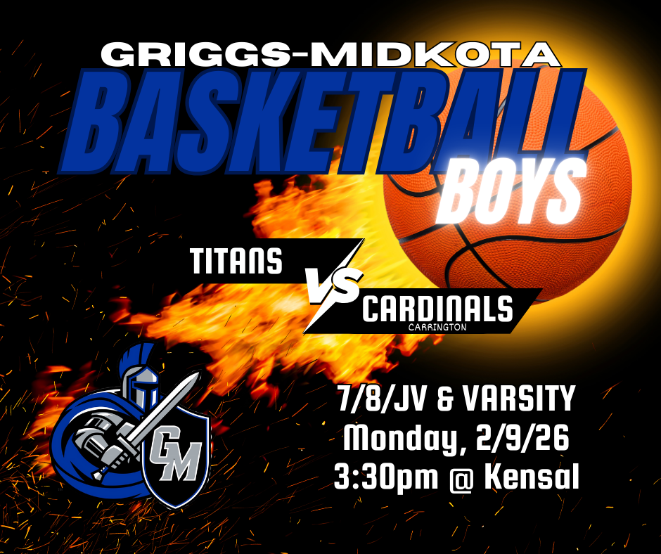 Boys 7,8,JV,V Basketball 2/9 at 3:30pm in Kensal