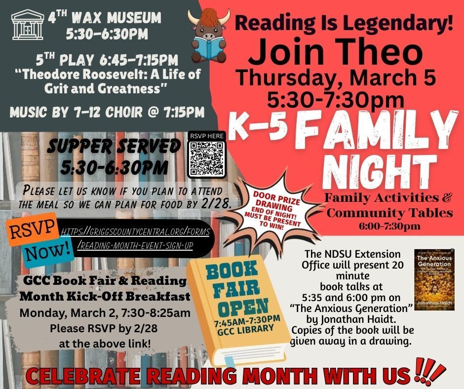 K-5 Family Night/Book Fair & Reading Month Kick-Off Breakfast