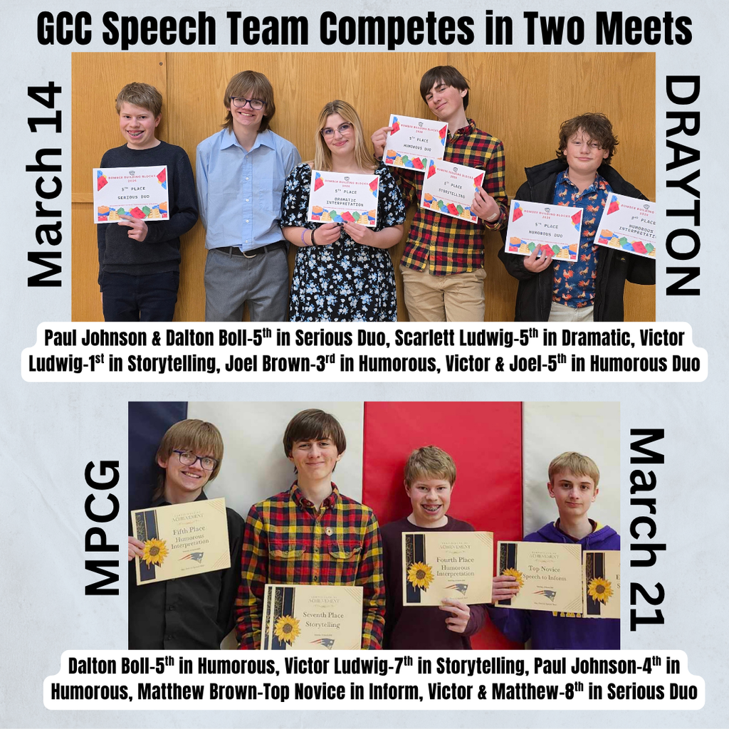 GCC Speech Team Competes in 2 Meets