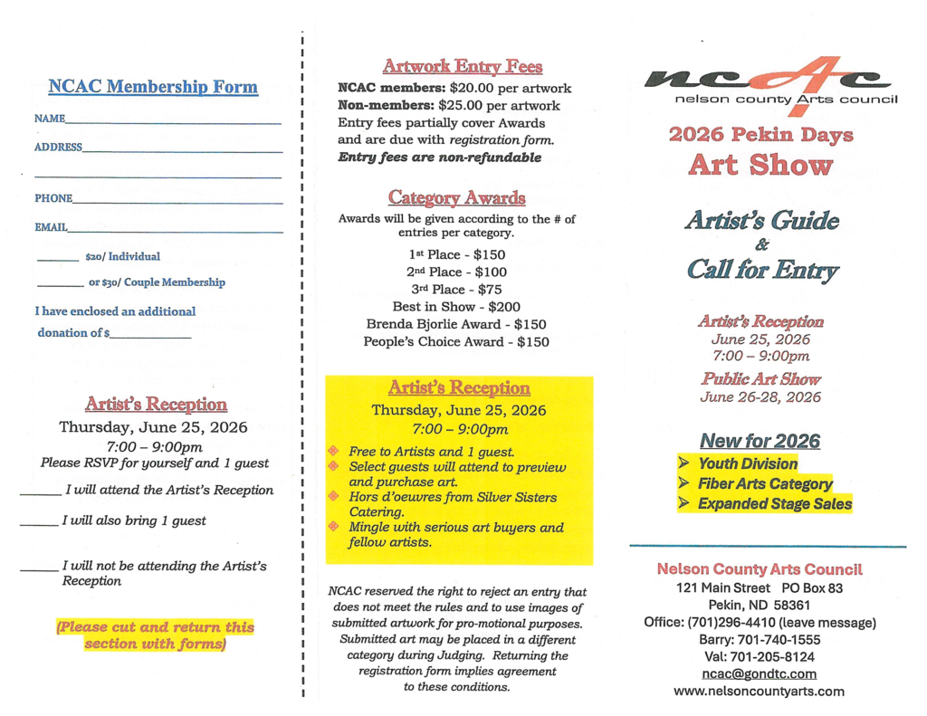 NCAC 2026 Pekin Days Art Show Page 1 (PDF in Message)