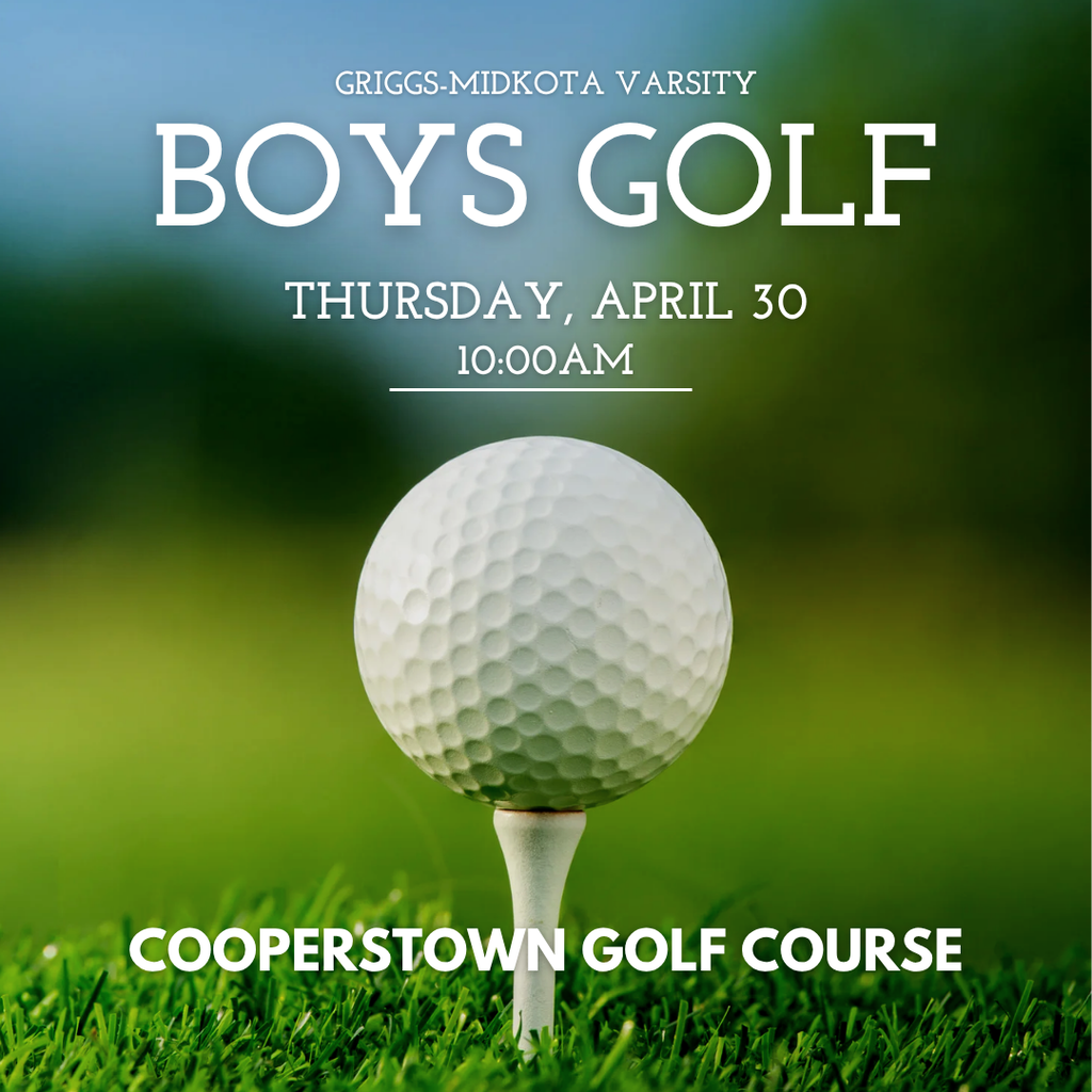 Green & White Simple Minimalist Boys Golf 4/30 at 10am @Cooperstown Golf Course