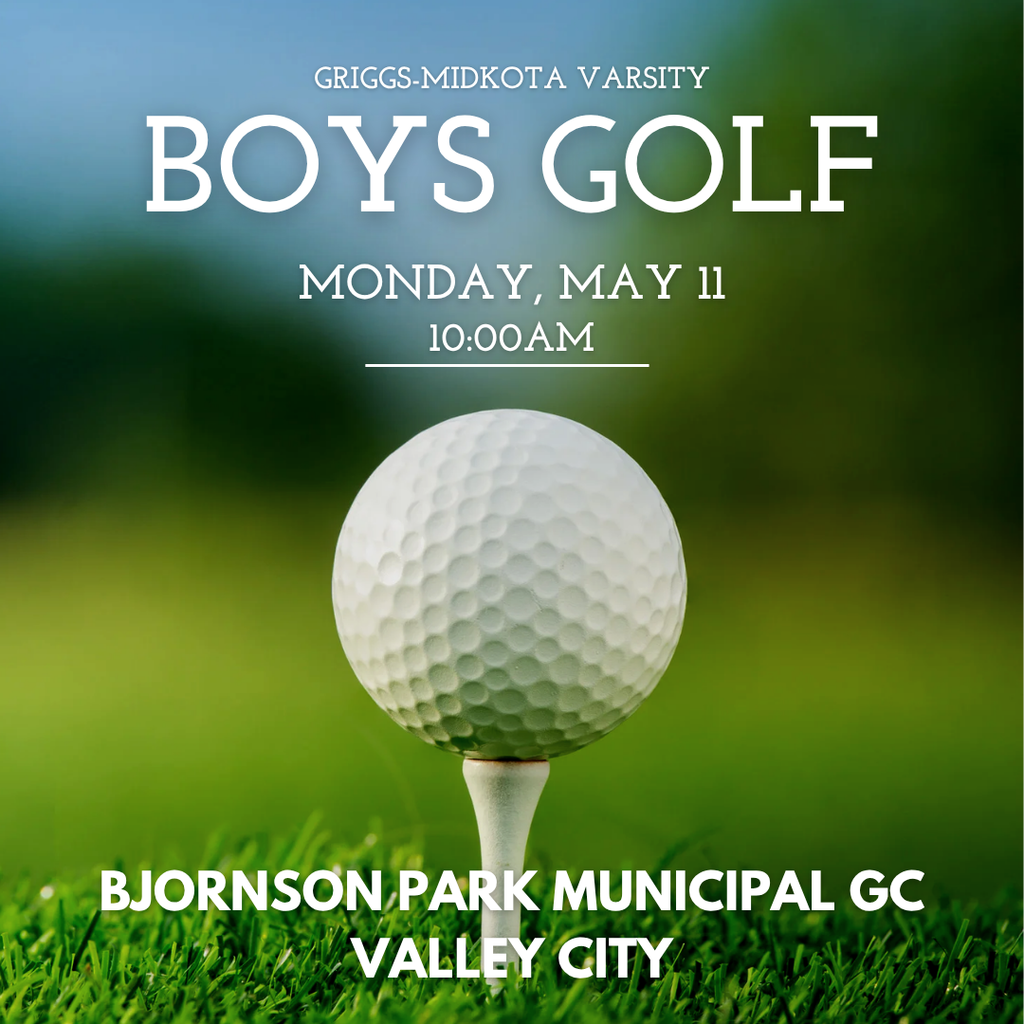 Green & White Simple Minimalist Boys Golf 5/11 at 10am @Bjornson Park Municipal GC in Valley City