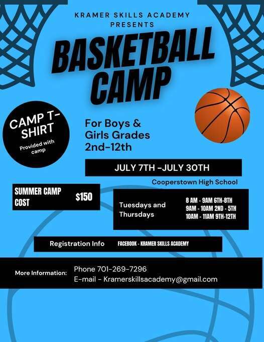 Kramer Skills Academy Basketball Camp July 7-30. Details in Message