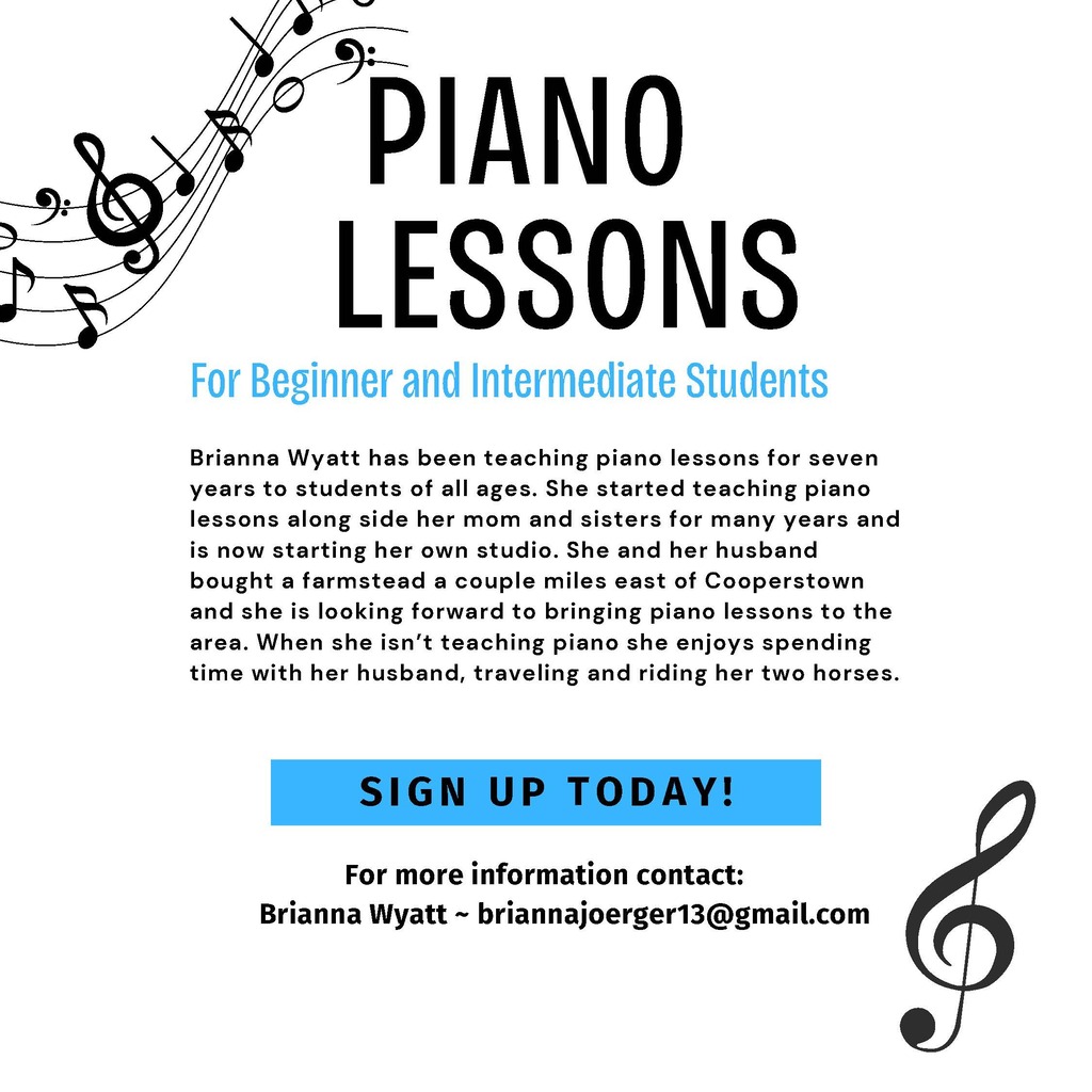 Piano Lessons by Brianna Wyatt. Contact briannajoerger13@gmail.com