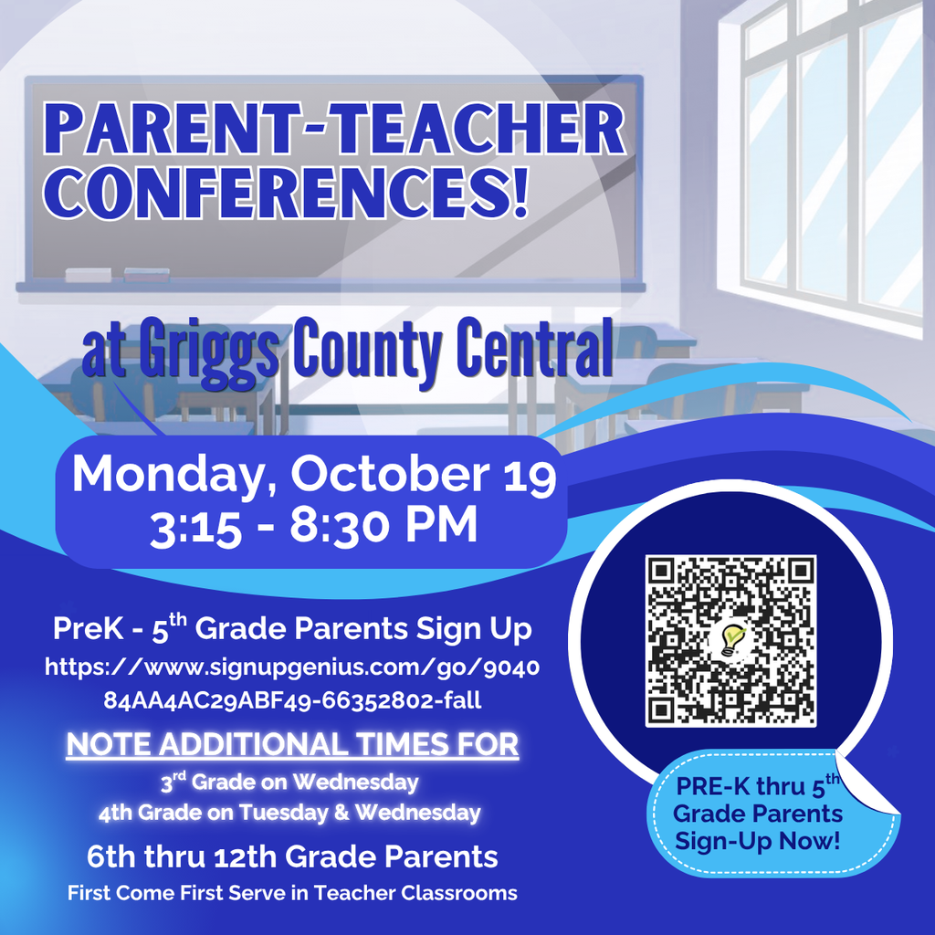 Parent-Teacher Conferences 10/19 3:15-8:30pm. Details in Message