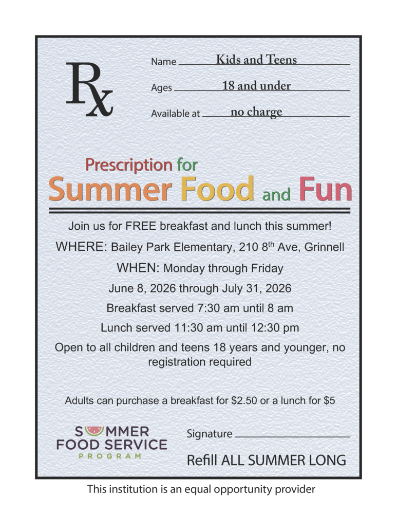 Summer Meals Flyer English