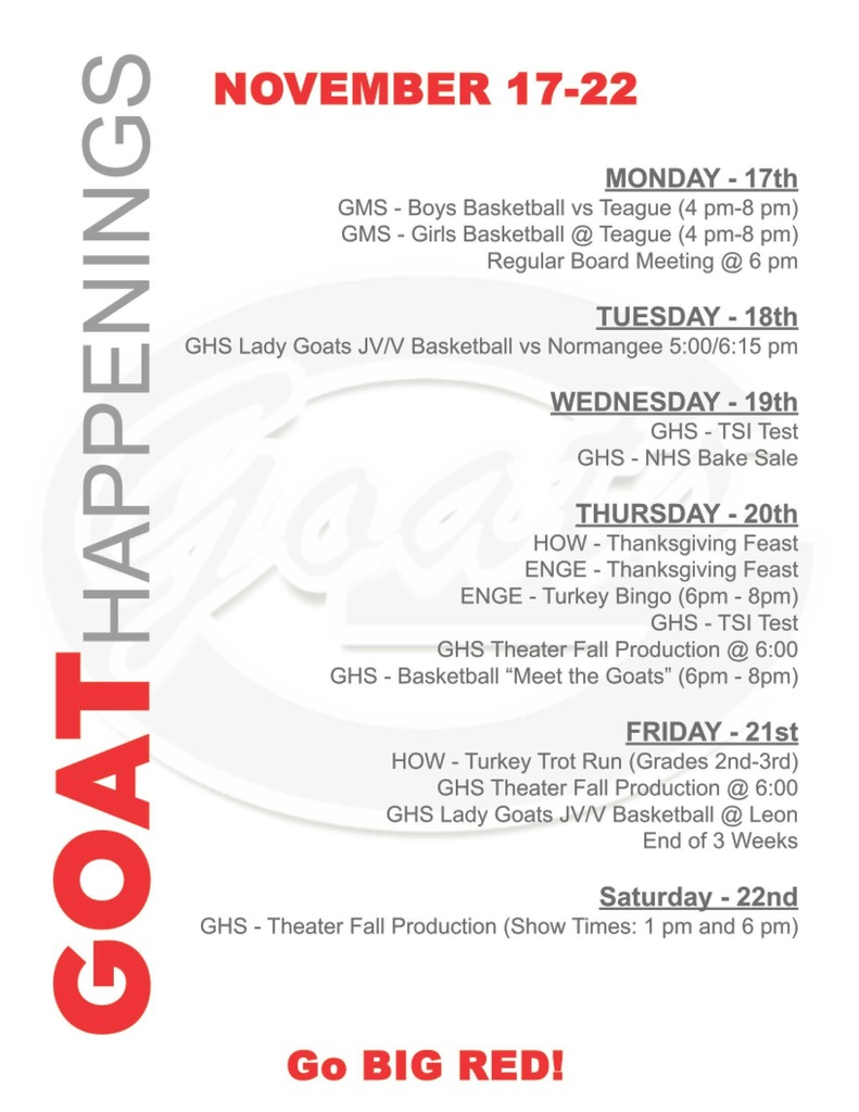 Goat Happenings List