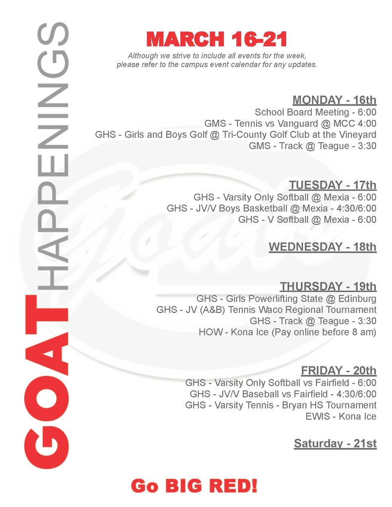 March16-21 Goat Happenings