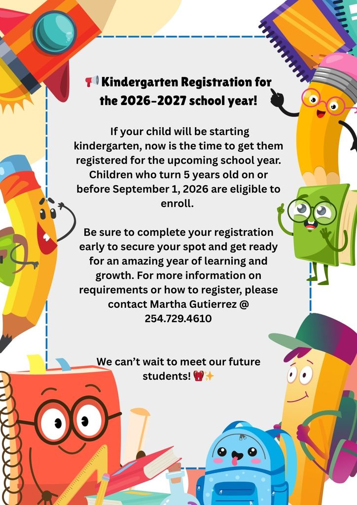 KINDER REGISTRATION NOW OPEN!