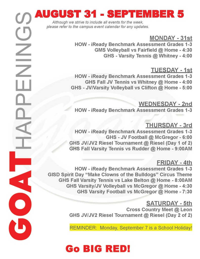 GOAT Happenings