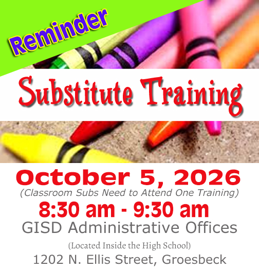 Substitute training announcement with crayons