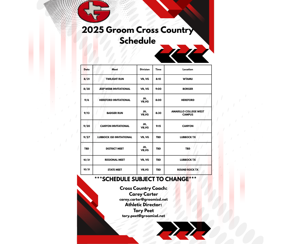 Cross Country Schedule 2025