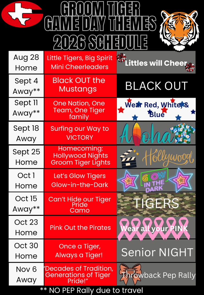 This is a Themed schedule for all the football games