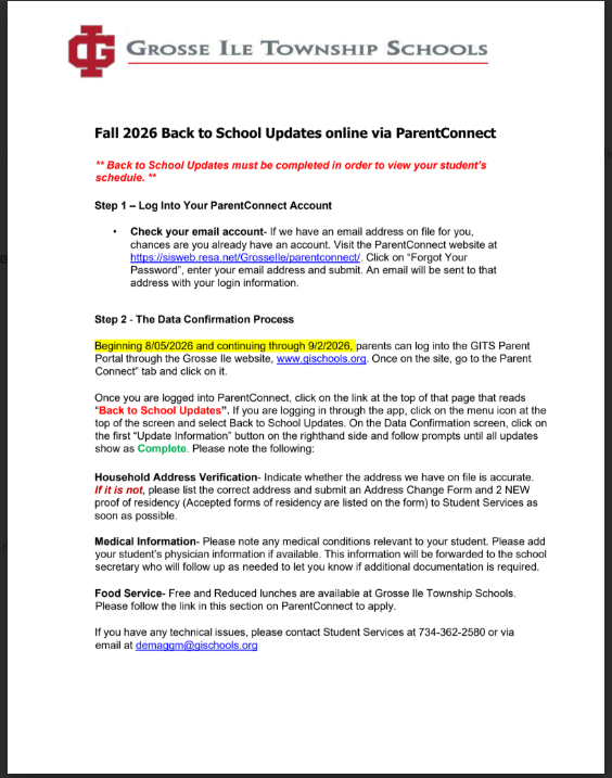 Update Parent Connect