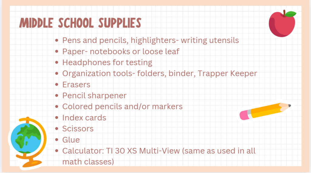 MS School Supplies