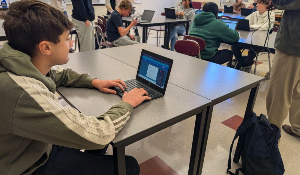 student on chromebook