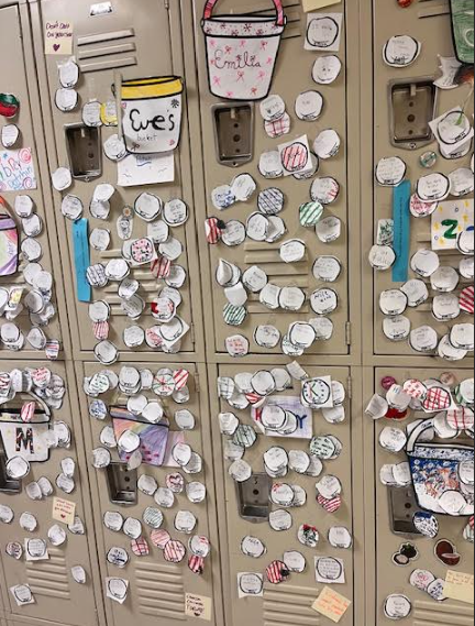 Lockers covered with positive messages