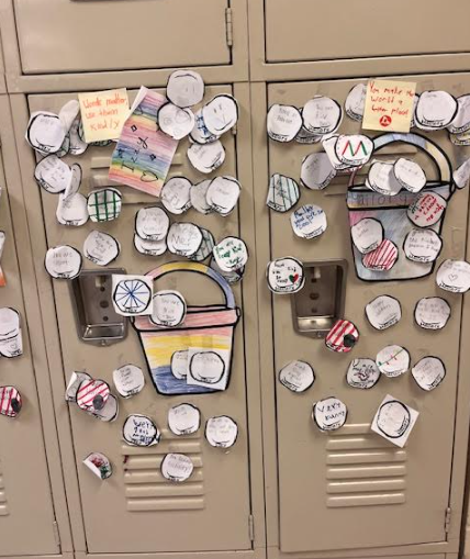 Lockers covered with positive messages