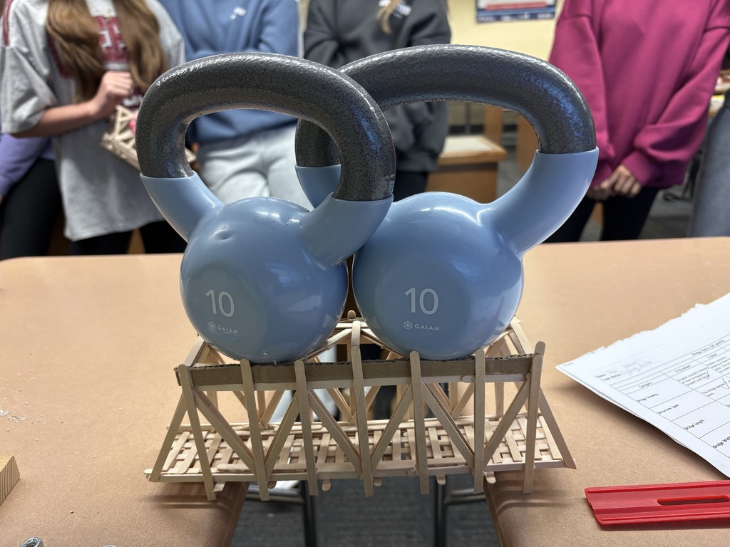 Bridge holding 20lbs. #PLTW #STEM #GDEF