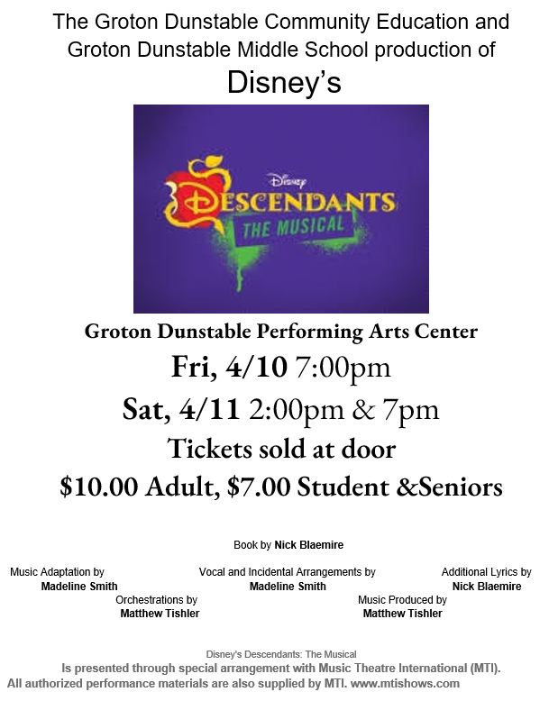 Flyer for GDRMS production of Disney Descendants