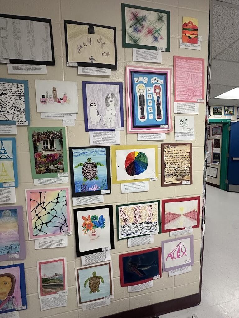 student artwork on the wall