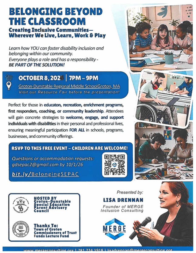 Belonging beyond the classroom free event on October 8th