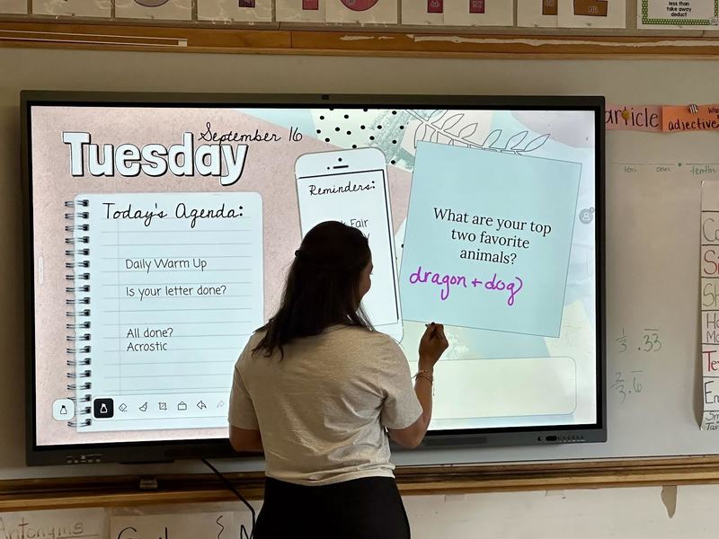 Mrs. Columbus uses the panel...