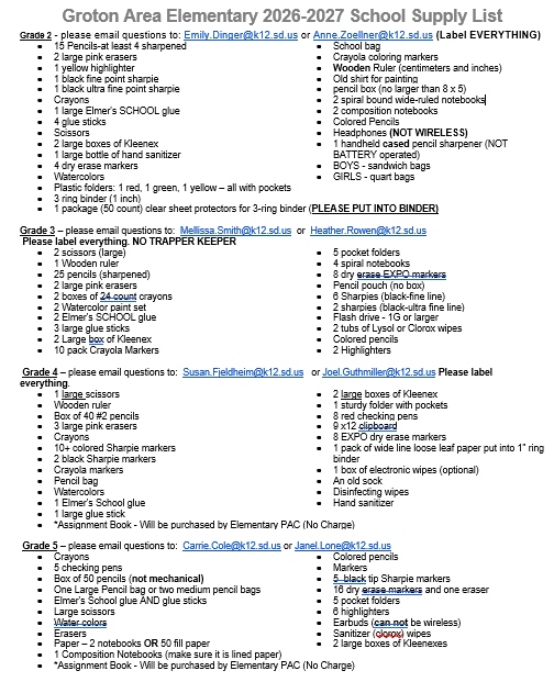 Supply List